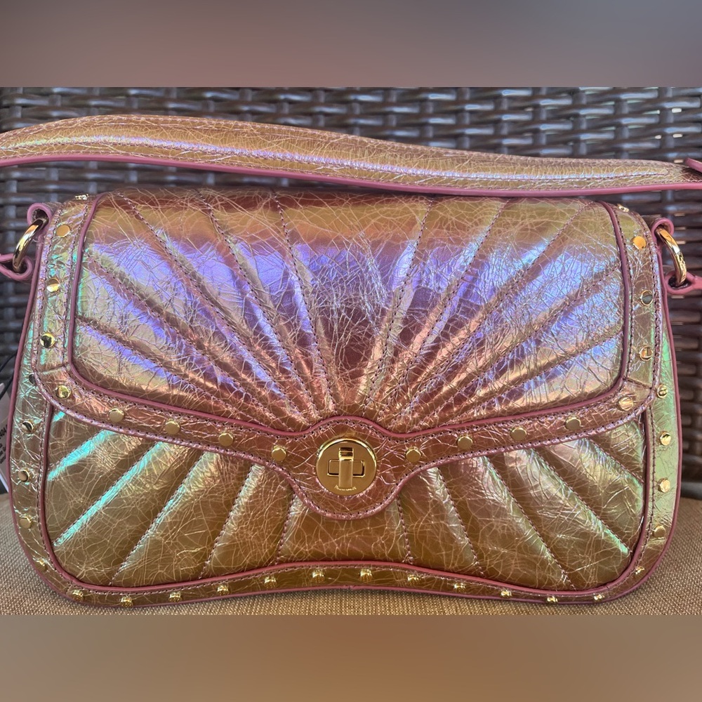 NWT Brahmin Nerida in ALECTRONA Metallic Crinkle Leather Bag2